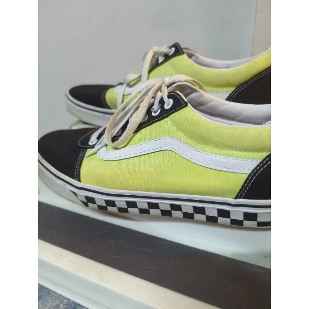 Vintage Vans Tennis Shoe Size 1Men’s US Checkered Sole W/ Lime Green/Yellow